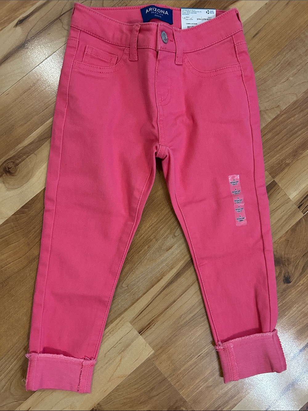 Arizona Jean Company NWT Girls Coral Pink Stretch Jeans 4T Reg Adjustable